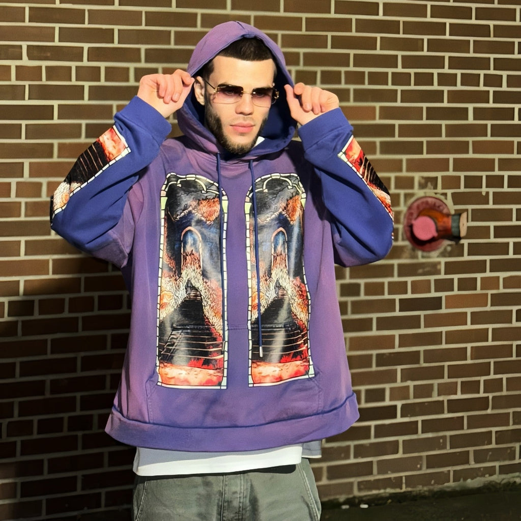 Who Decides War Stained Glass Purple Hoodie
