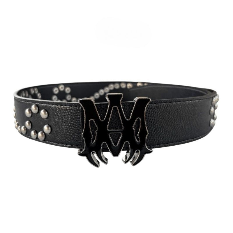 AMIRI Riveted Leather Belt Punk Claw Metal Buckle Waist Belt