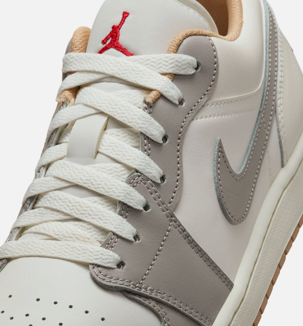 Air Jordan 1 Low Men's Lifestyle Shoe - Sail/Fire Red/College Grey/Hemp