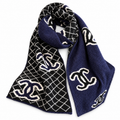 Chanel Style Reversible Plush Diamond Logo Scarf