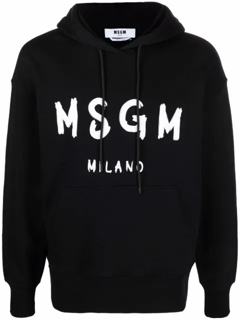 MSGM long-sleeved logo print hoodie