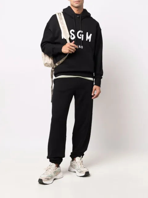 MSGM long-sleeved logo print hoodie