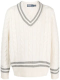 Polo Ralph Lauren tipped V-neck cable-knit jumper