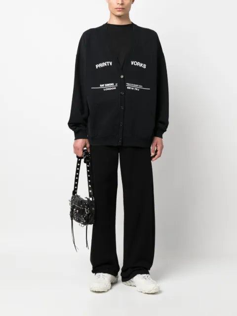 Raf Simons tour-print fleece cardigan