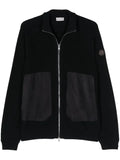 Moncler suede-panels cotton-blend cardigan