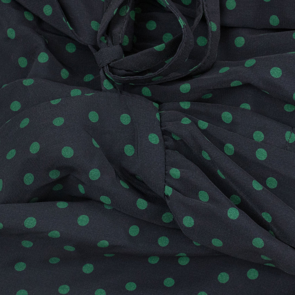NAVY/GREEN POLKA DOT WRAP DRESS