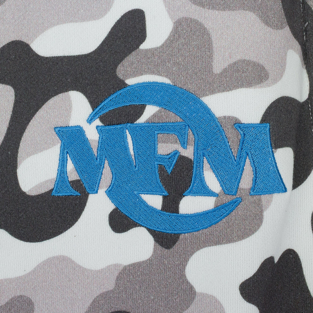 GREEDY UNIT x MURD333R.FM WHITE CAMO SWEATSHORTS
