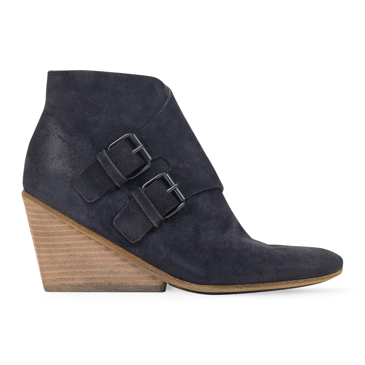 BLUE DISTRESSED CALF SKIN LEATHER BOOTS