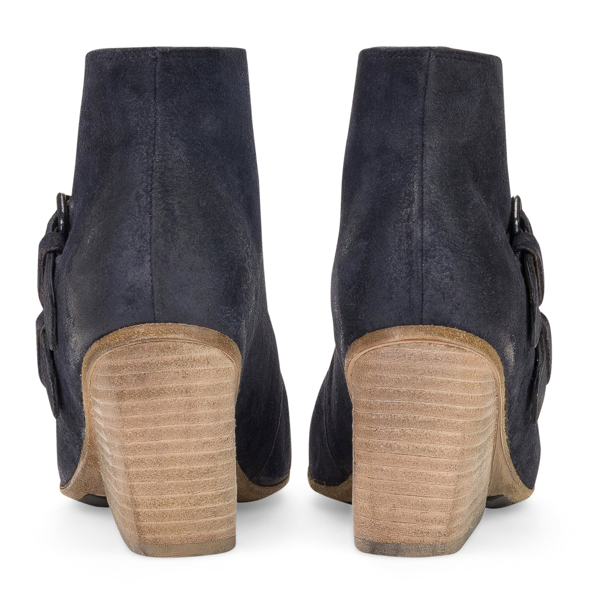 BLUE DISTRESSED CALF SKIN LEATHER BOOTS