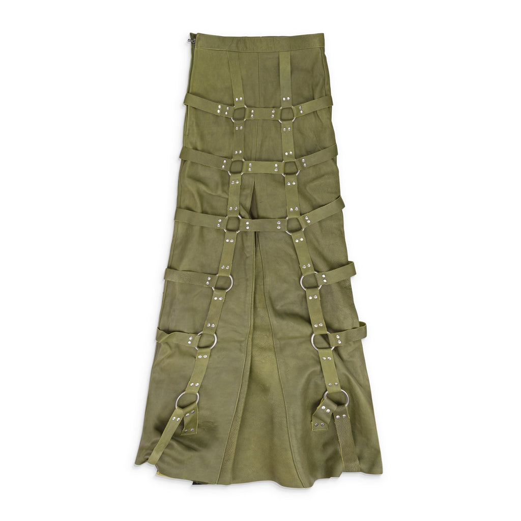 GREEN GRID BONDAGE MAXI SKIRT