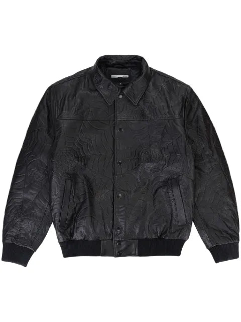 SP5DER debossed leather jacket