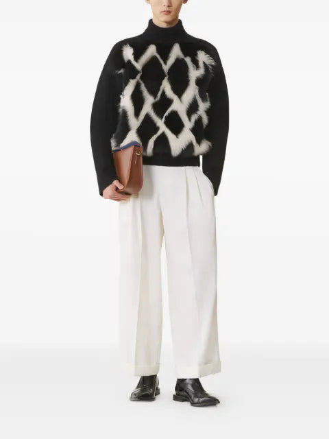 Lanvin high-neck fur-panel sweater