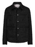 Thom Browne satin ribbon tweed fray edge utility jacket