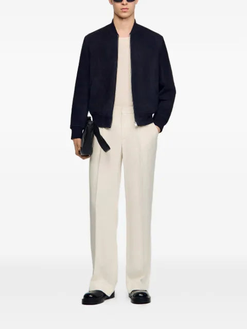 SANDRO zip-up suede jacket