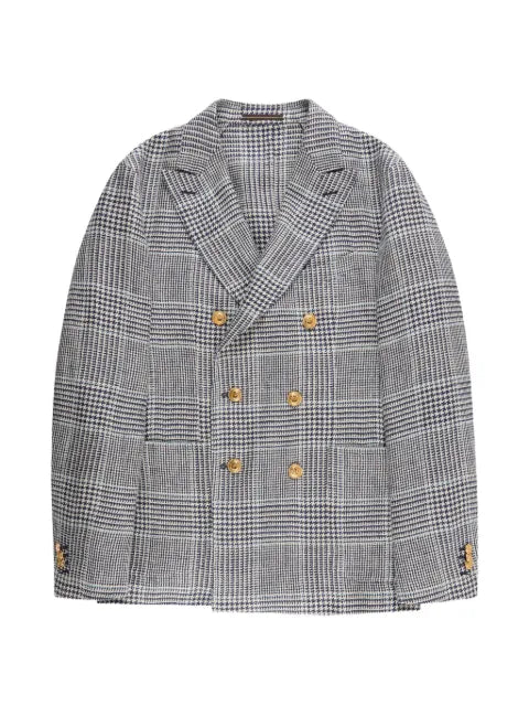 slowear double-breasted houndstooth blazer