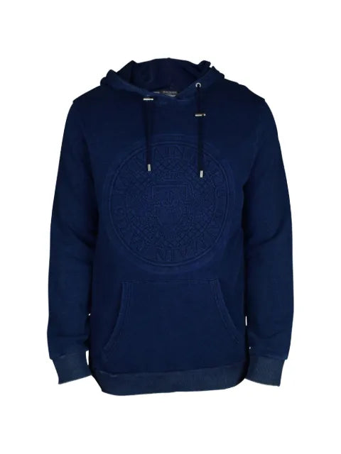 Balmain embossed-logo hoodie