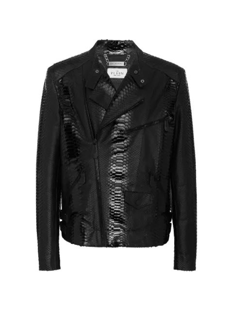 Philipp Plein biker jacket in python leather