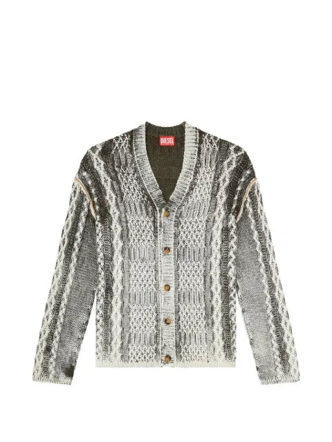 Diesel treated cable-knit cardigan