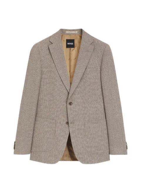BOSS Slim-fit blazer in a patterned virgin-wool blend