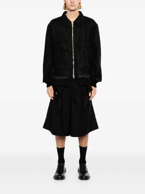 midorikawa raw-edge zip-up jacket