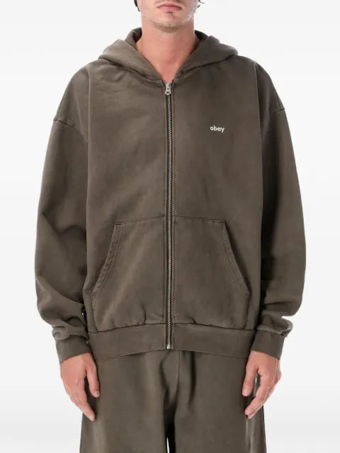 Obey logo-print zip-up hoodie