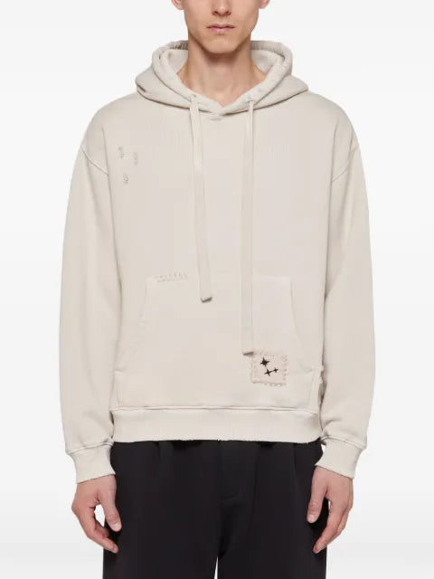 Laneus distressed boxy-fit hoodie