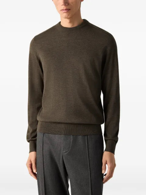 Zegna dark olive green mélange cashseta crewneck