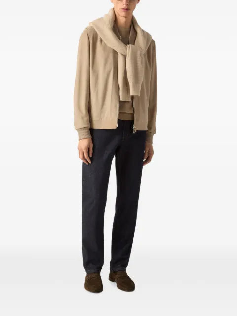Zegna light taupe suede bomber