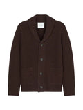 Closed ribbed shawl-collar cardigan