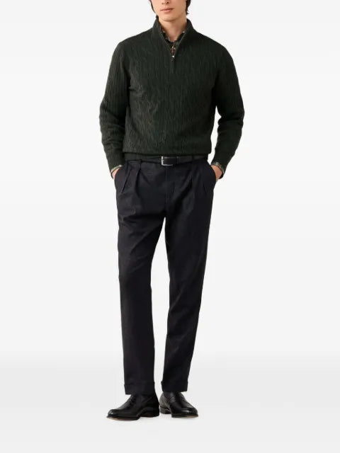 Hackett London cable-knit quarter-zip sweater