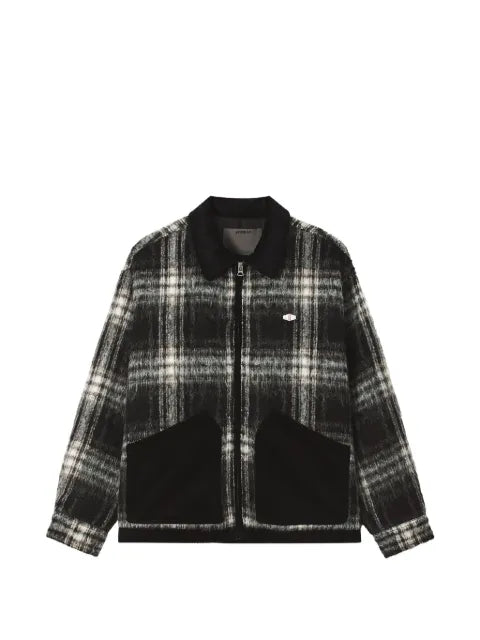 Musium Div. check-pattern corduroy-trim jacket