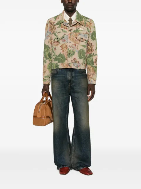 AMIRI floral-tapestry logo-embroidered jacket
