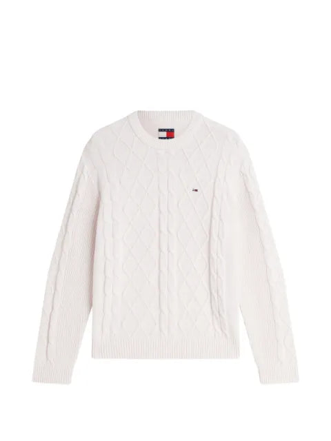 Tommy Hilfiger cable-knit logo-patch sweater