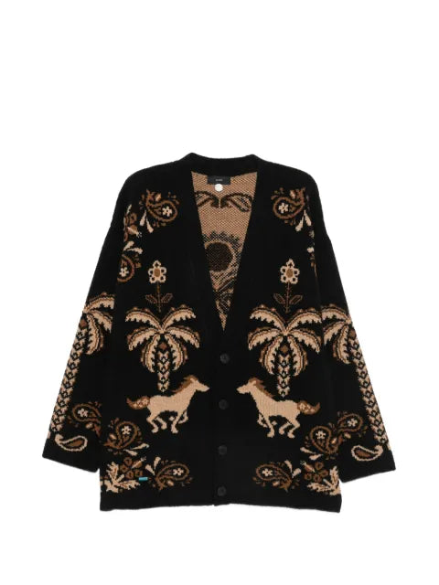 Alanui palm-intarsia knitted cardigan