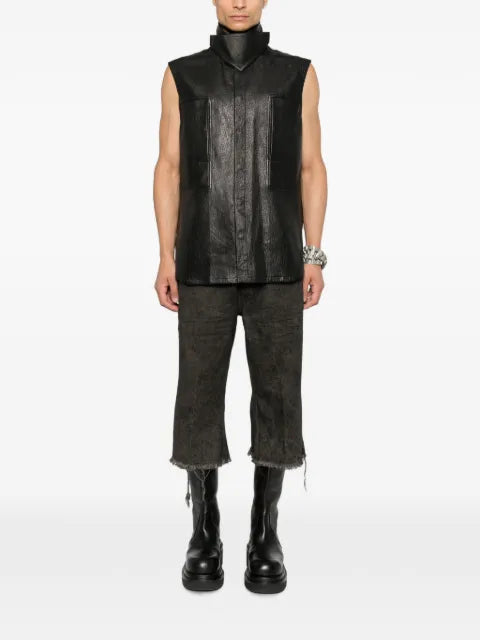 Rick Owens leather high-neck shirt jacket