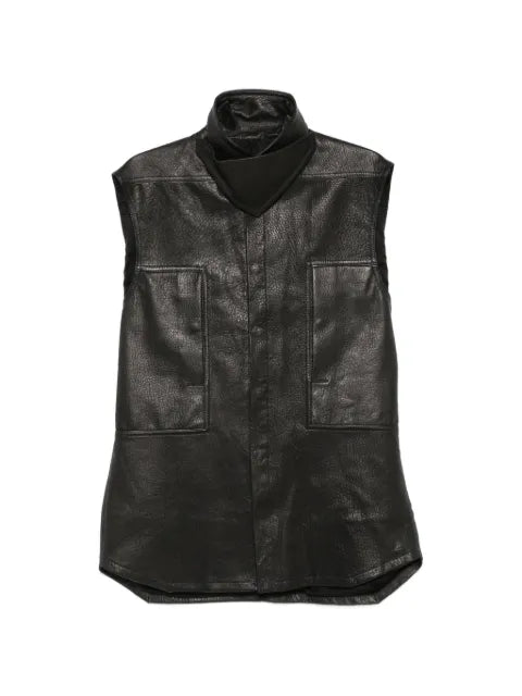 Rick Owens leather high-neck shirt jacket