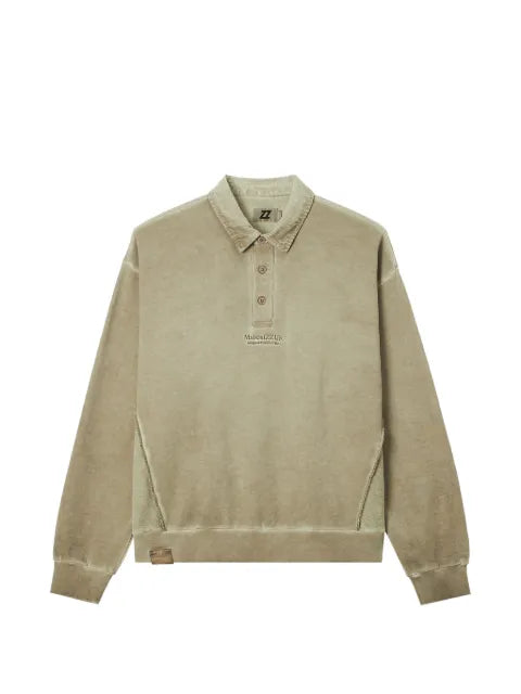 izzue logo-embroidered corduroy-collar sweatshirt
