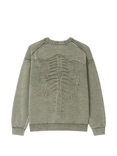 FIVE CM skeleton-embroidered distressed-effect sweater
