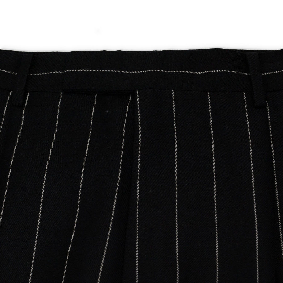 Black Double Pleated Pinstripe Trousers