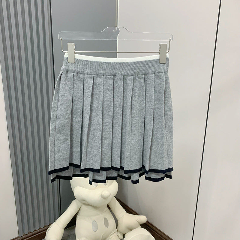 Thom Browne Women's Contrast Hem Wool Short Skirt