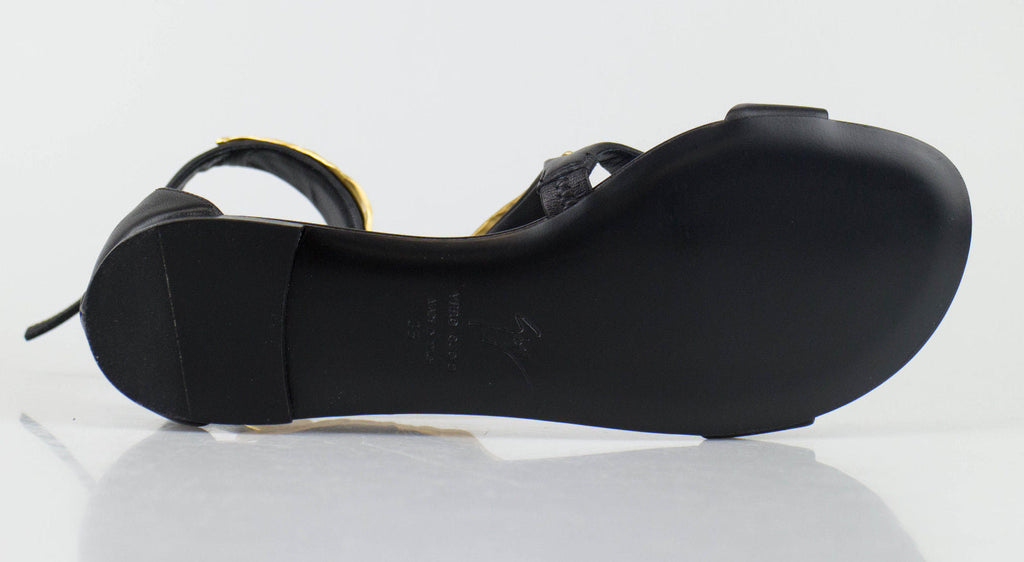 ROLL JETI LEATHER BLACK SANDALS & FLIP-FLOPS