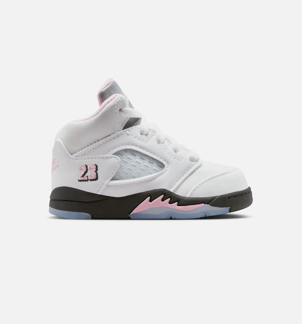 Air Jordan 5 Retro Medium Soft Pink Infant & Toddler Lifestyle Shoes - White/Black/Medium Soft Pink