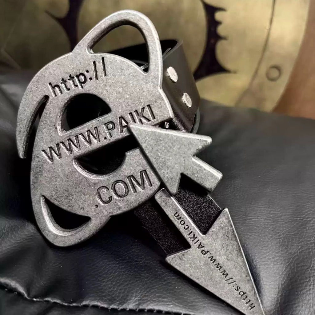 PAIKI Browser Cursor Buckle Leather Belt Retro Punk Subculture Waist
