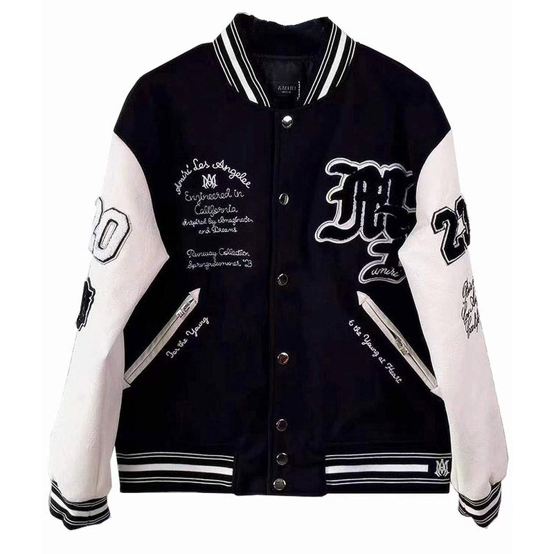 AMIRI logo patch varsity bomber jacket Black