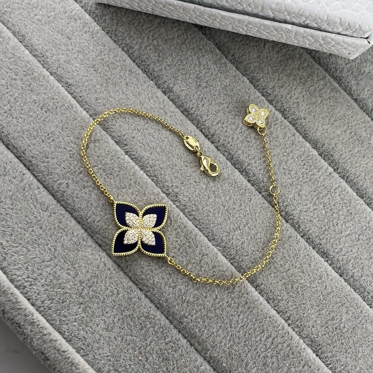 Roberto Coin Style Four-Leaf Clover Cubic Zirconia Bracelet