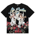 Mixed Emotion Trumpet Cherubs Rose Retro Graphic Tee