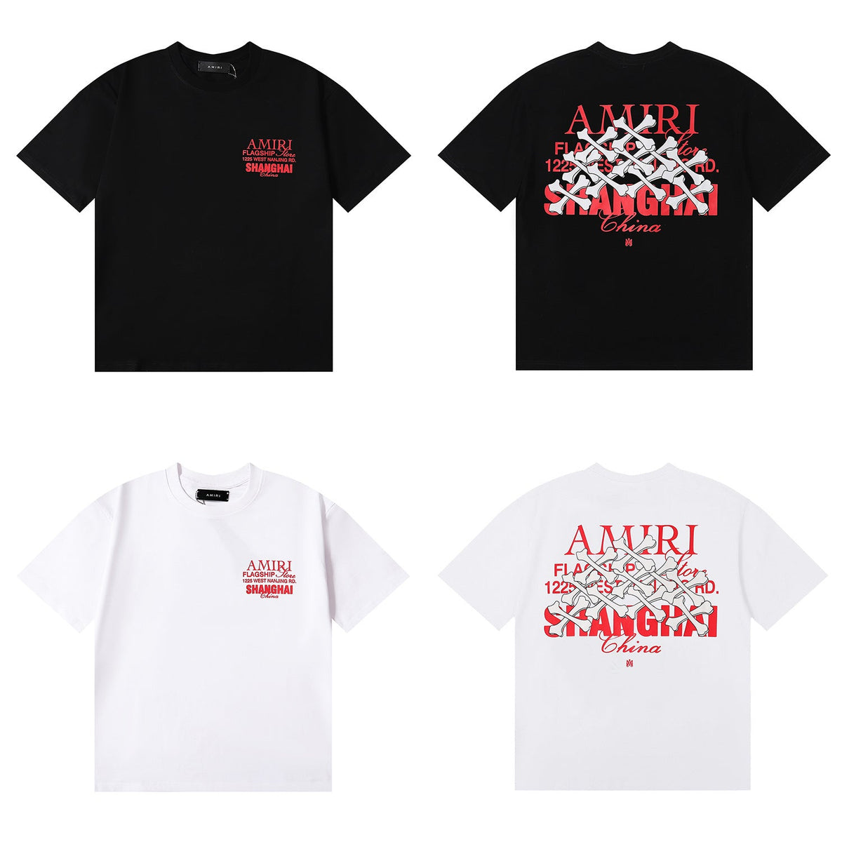 Amiri Rose Skull Letter Graphic Short Sleeve Tee Streetwear Unisex