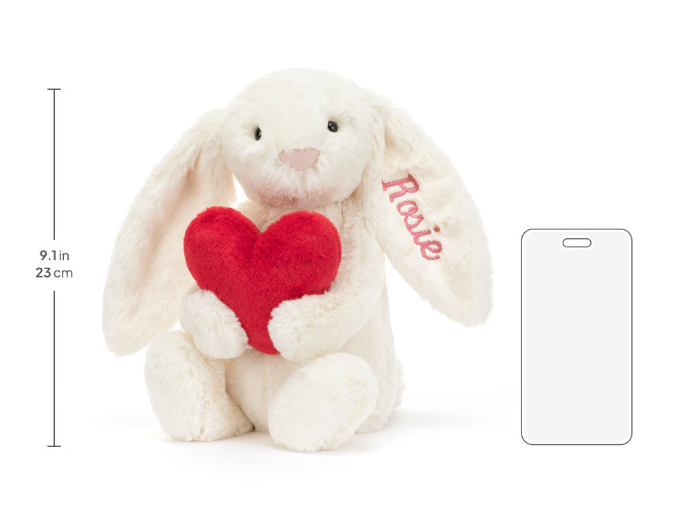 Personalized Bashful Red Love Heart Bunny Medium