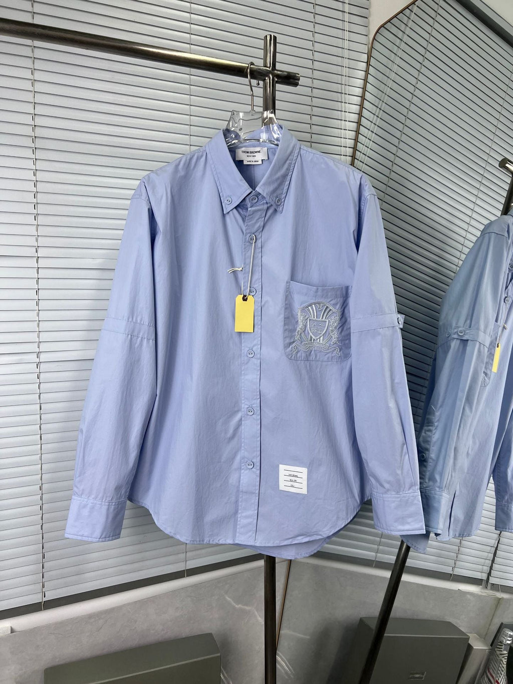 Pocket Crest Embroidered Oversized Poplin Shirt - Long Sleeve | Thom Browne