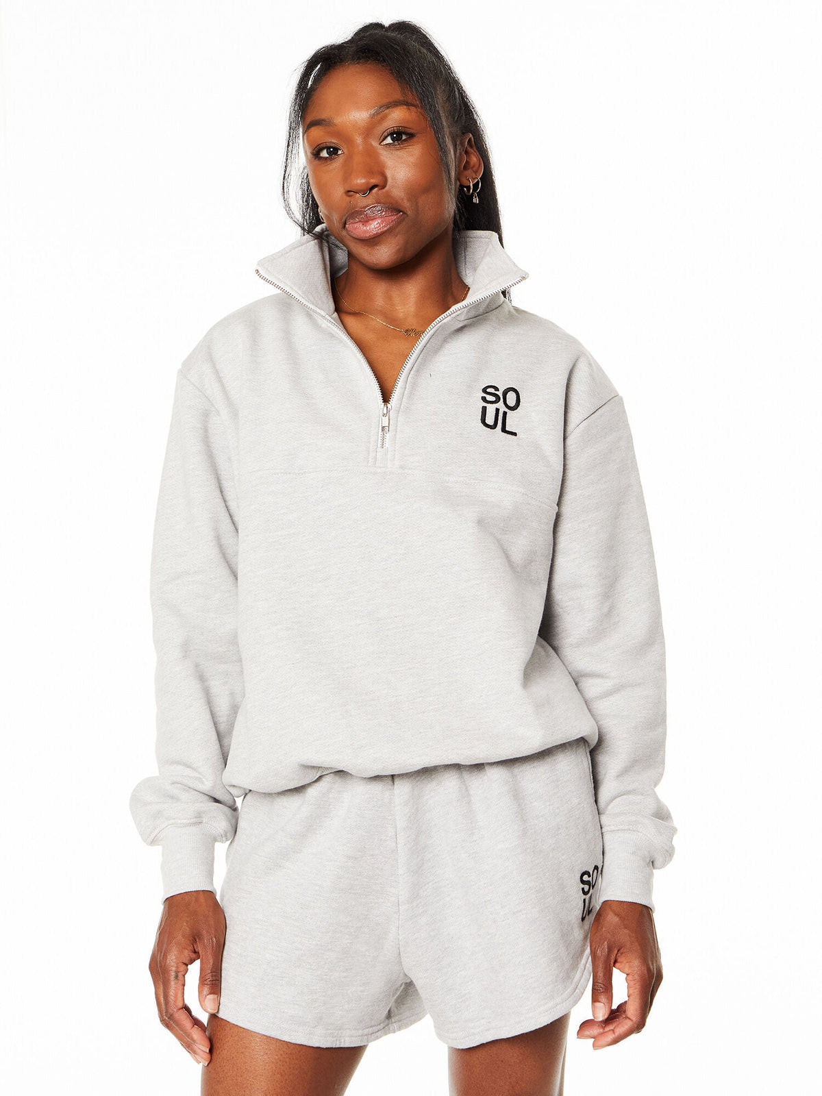 KATIE 1/4 ZIP HEATHER GREY